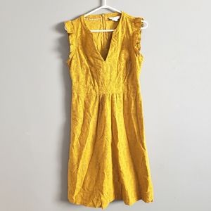 Boden yellow eyelet A-line midi dress size 6P